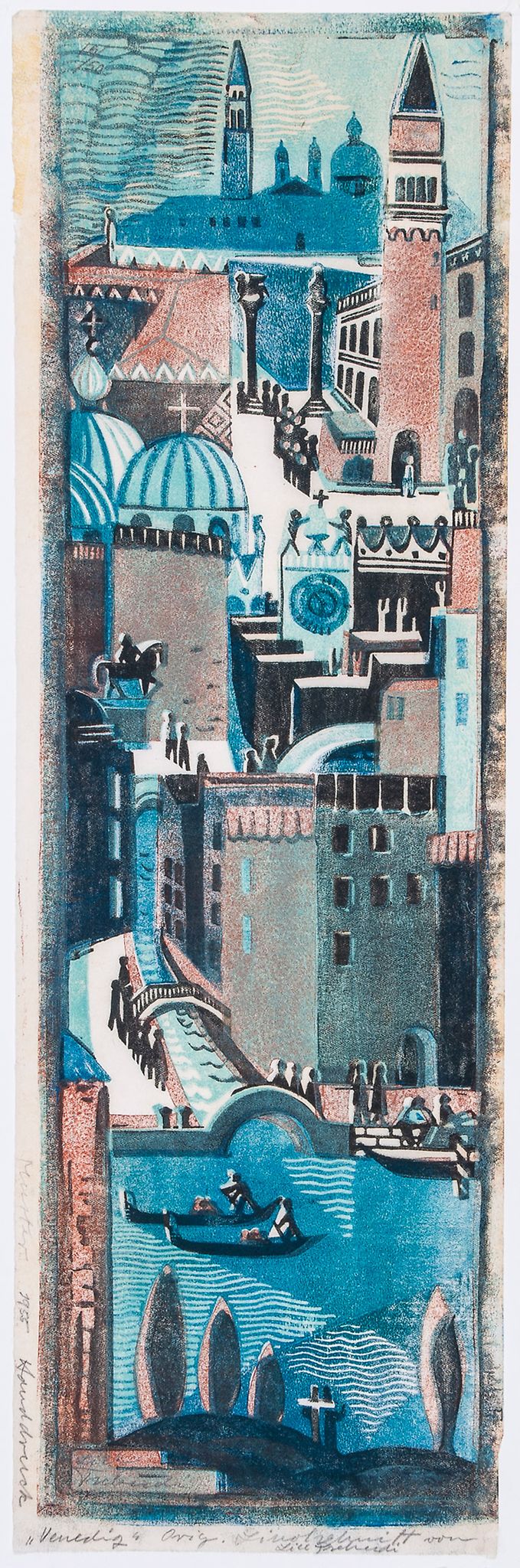 Lill Tschudi (1911-2004) - Venice (Not in C.L.T.) the rare linocut printed in colours, 1955, - Image 2 of 2