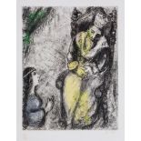 Marc Chagall (1887-1985) - Bathsheba at David's Feet etching with extensive hand-colouring in