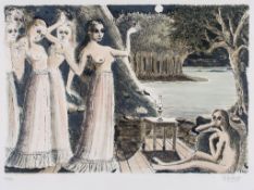 Paul Delvaux (1897-1994) - Le Bout du Monde (J.23) lithograph printed in colours, 1968, signed in