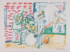 Romare Bearden (1911-1988) - Three Jazz Musicians monotype printed in colours, c.1970-1984, signed