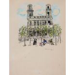 Kees van Dongen (1877-1968) - La Place Saint Sulpice lithograph with extensive hand-colouring in