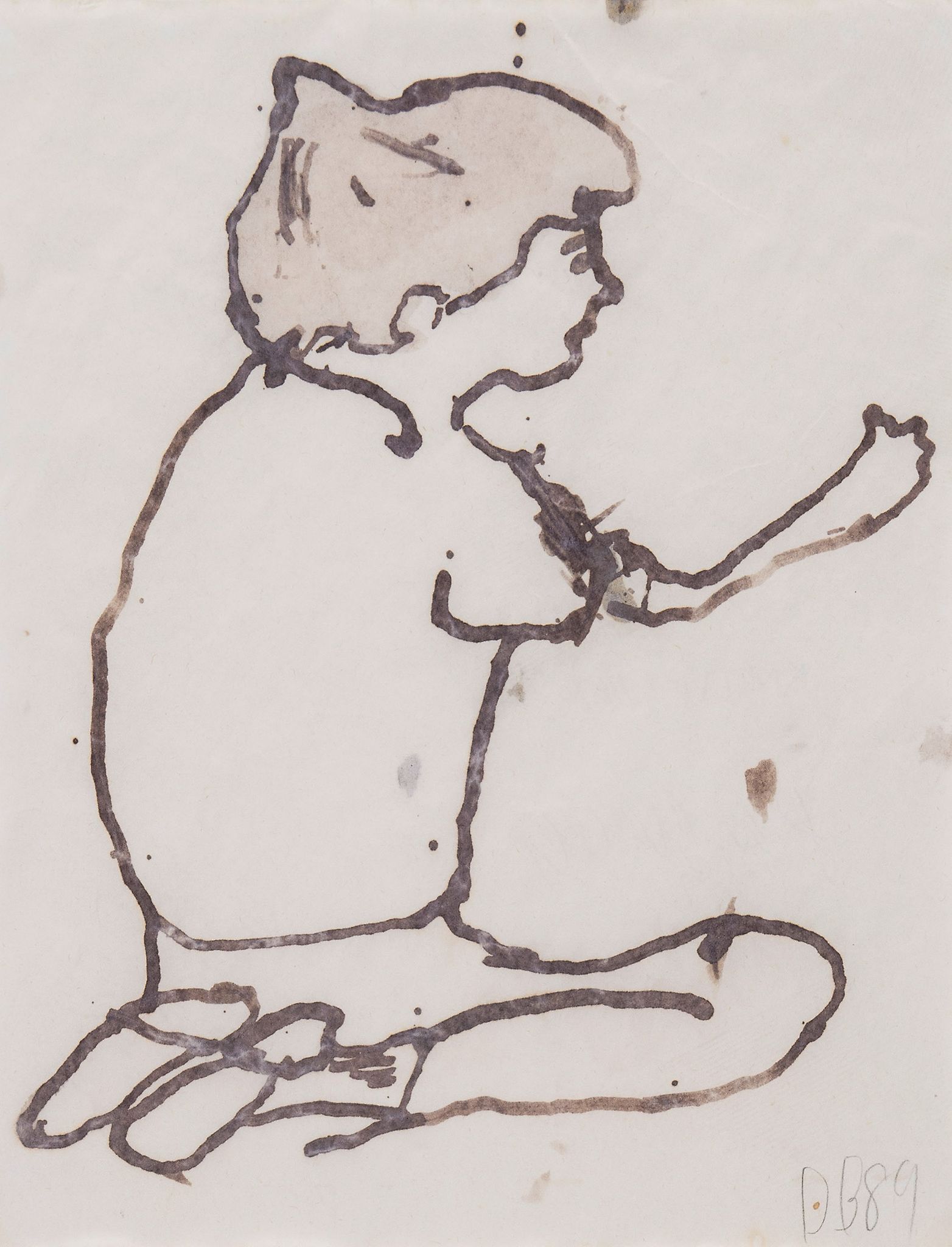 Donald Baechler (b.1956) - Kneeling Boy wash on paper, 1989, initalled and dated in pencil,  280 x