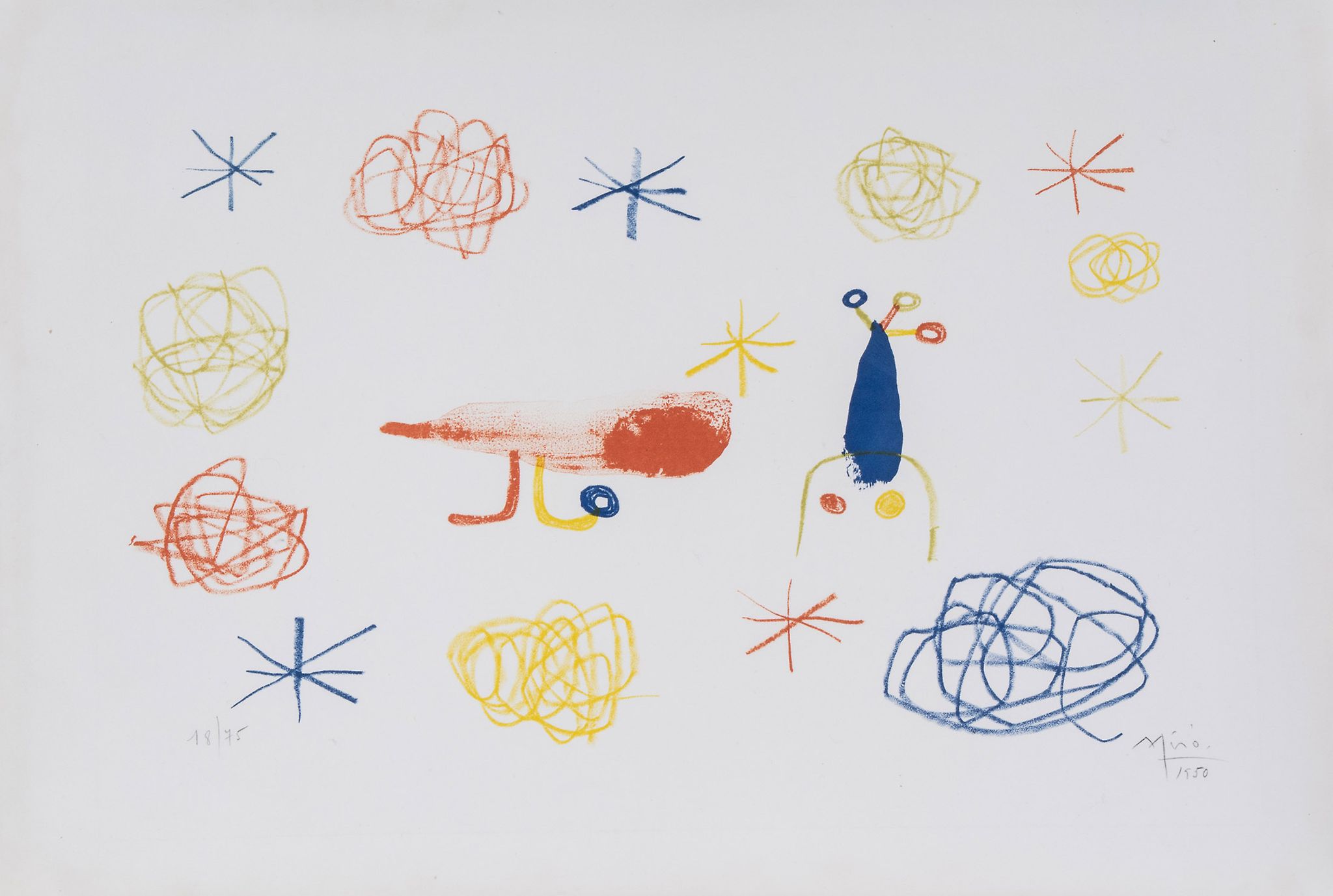 Joan Miró (1893-1983) - The Red Bird II (M.99) lithograph printed in colours, 1950, signed and dated