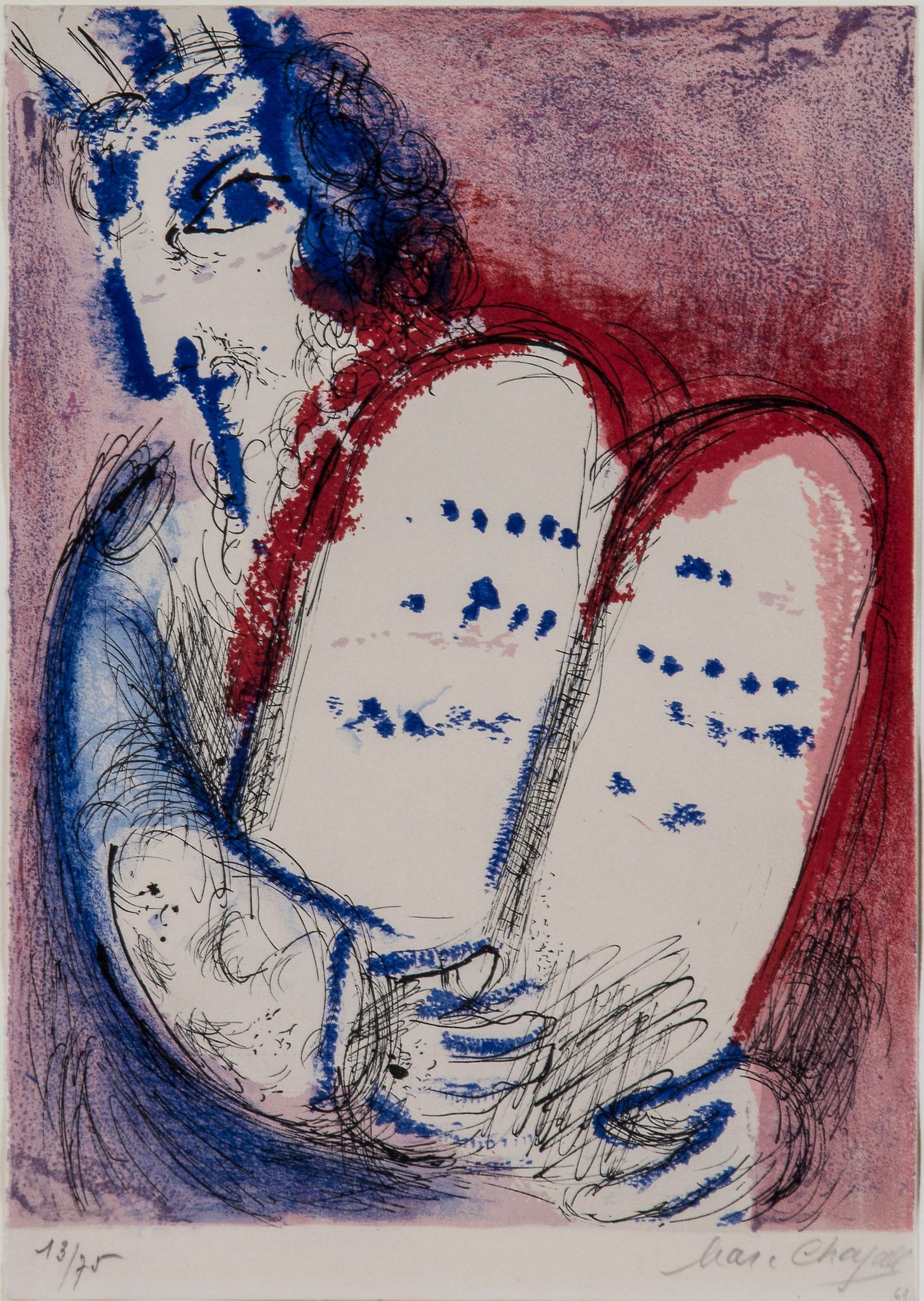 Marc Chagall (1887-1985) - Moses lithograph printed in colours, 1956, signed and dated in pencil,