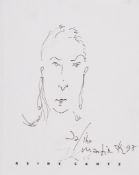 Martin Kippenberger (1953-1997) - Female Portrait pen and ink on paper, from the   Reihe Cantz