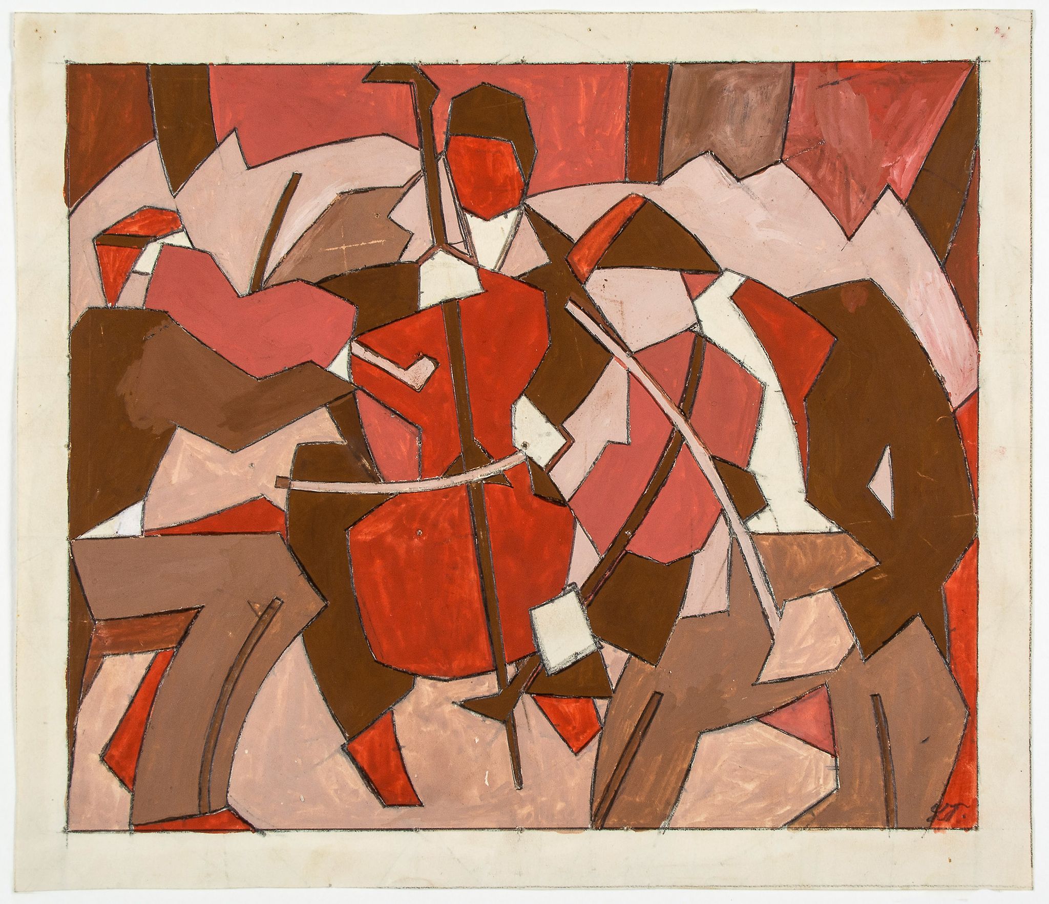 Lill Tschudi (1911-2004) - Trio (See. C.L.T.22) gouache and graphite with a reversed version on