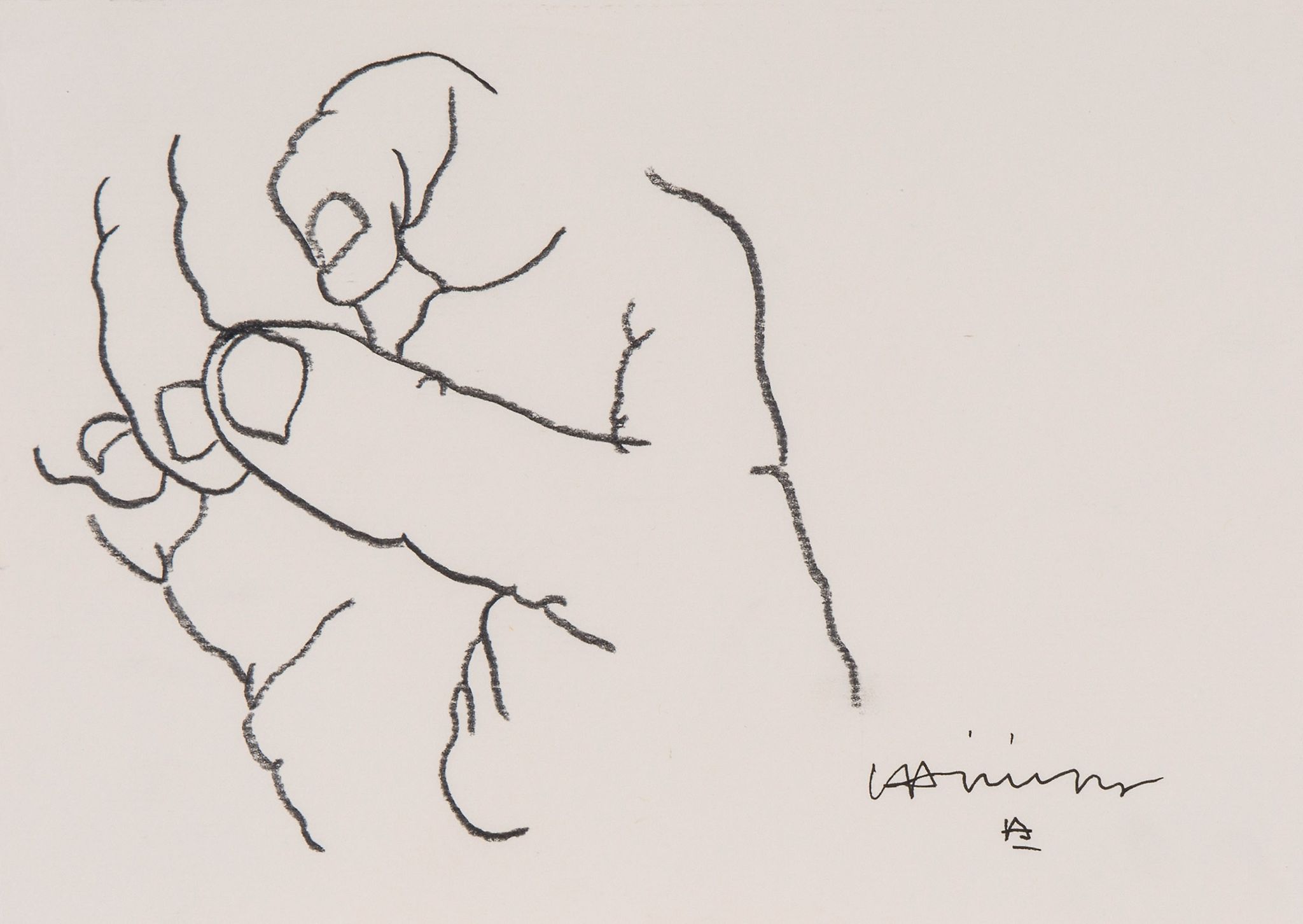 Eduardo Chillida (1924-2002) - Hand charcoal on laid paper, c.1985, signed in black ink,  180 x