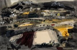 John Piper (1903-1992) - Landscape with Harmony Chapel, 1963 gouache, watercolour, pen and ink on