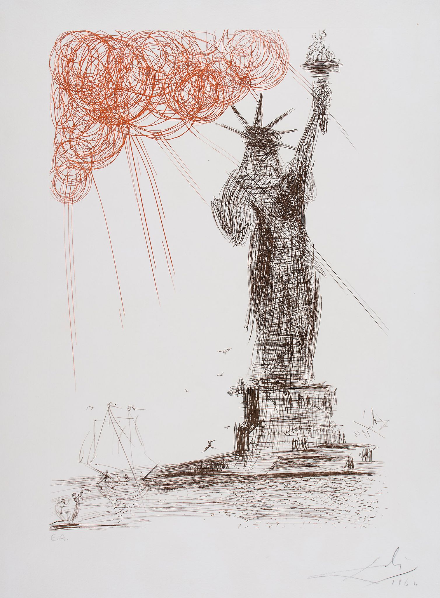 Salvador Dali (1904-1989) - Statue of Liberty (M&L.115; F.64-3d) etching printed in colours, 1964,