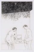 David Hockney (b.1937) - Untitled (Two Boys) the very rare etching with aquatint, 1966, signed in