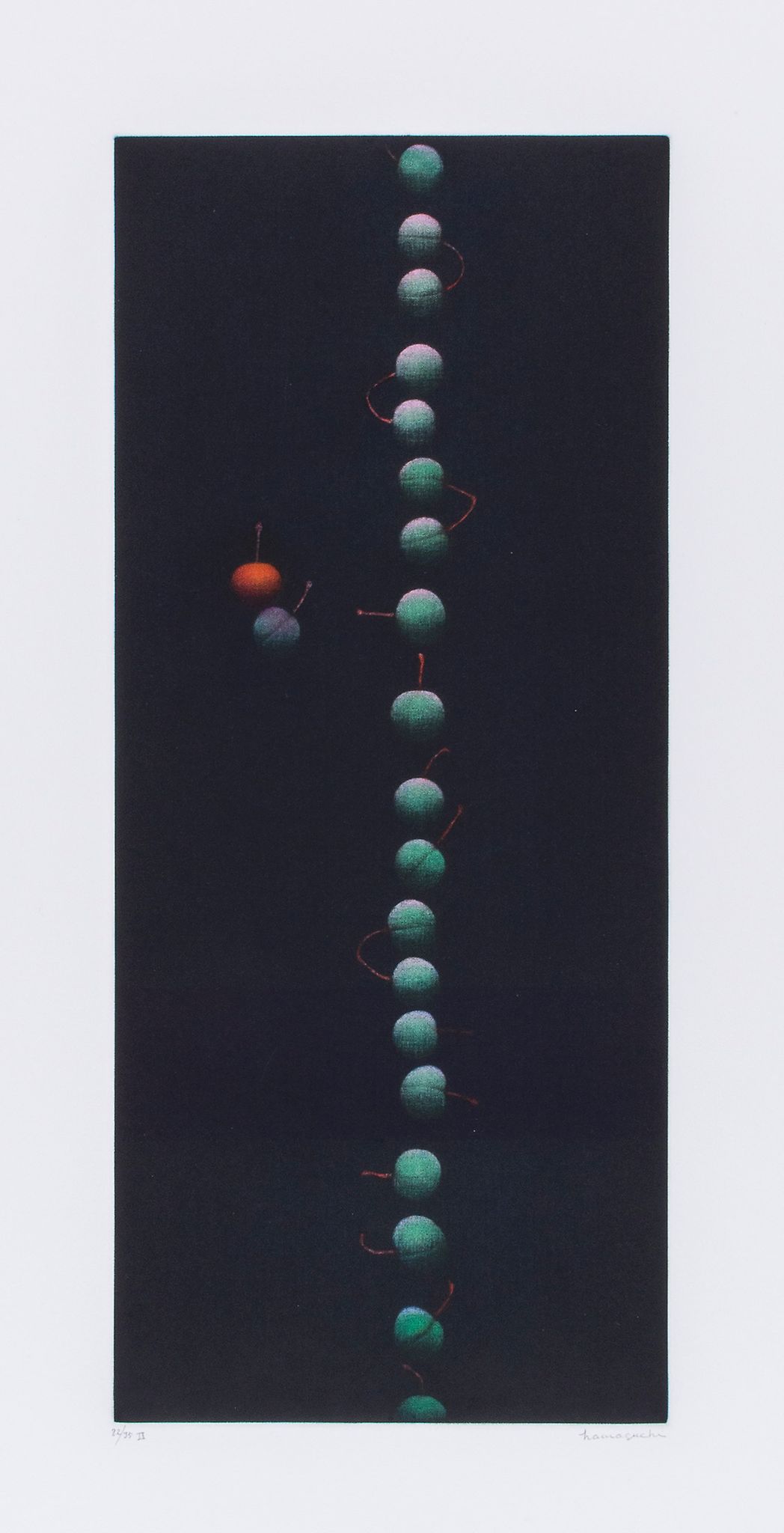 Yozo Hamaguchi (1909-2000) - Twenty one Cherries mezzotint printed in colours, 1988, signed in