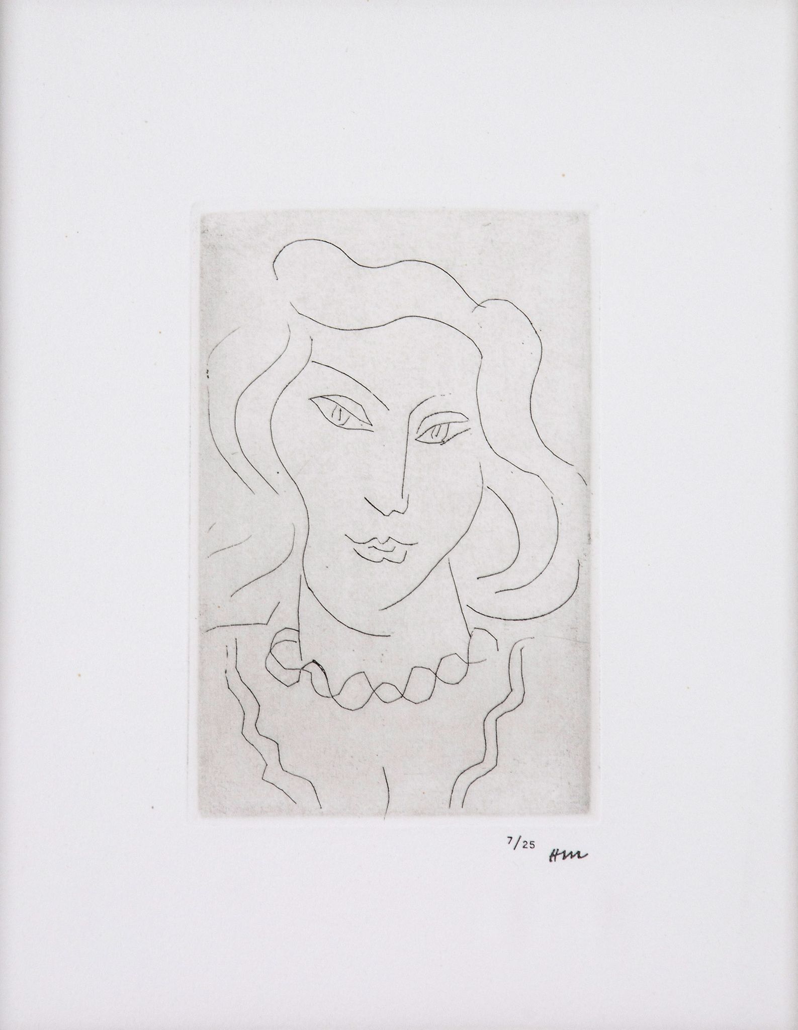 Henri Matisse (b.1869-1954) - Face of a Young Woman with a Twisted Necklace (D.307) etching, 1946-