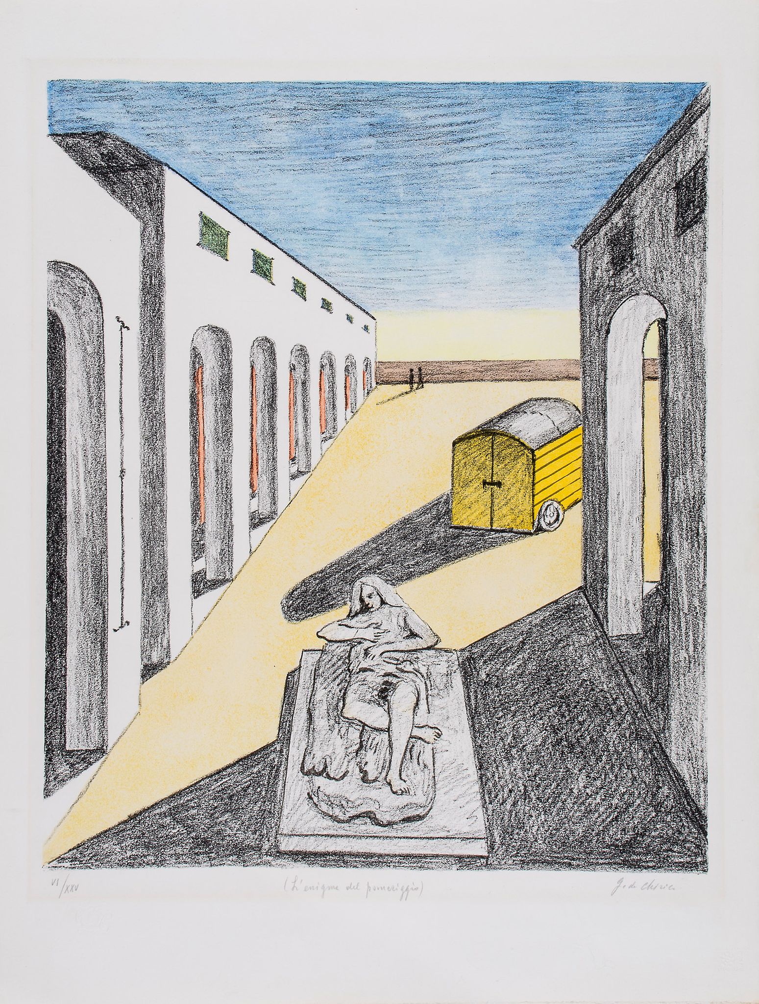 **Giorgio de Chirico (1888-1978) - L'enigma del pomeriggio lithograph printed in colours, 1970,