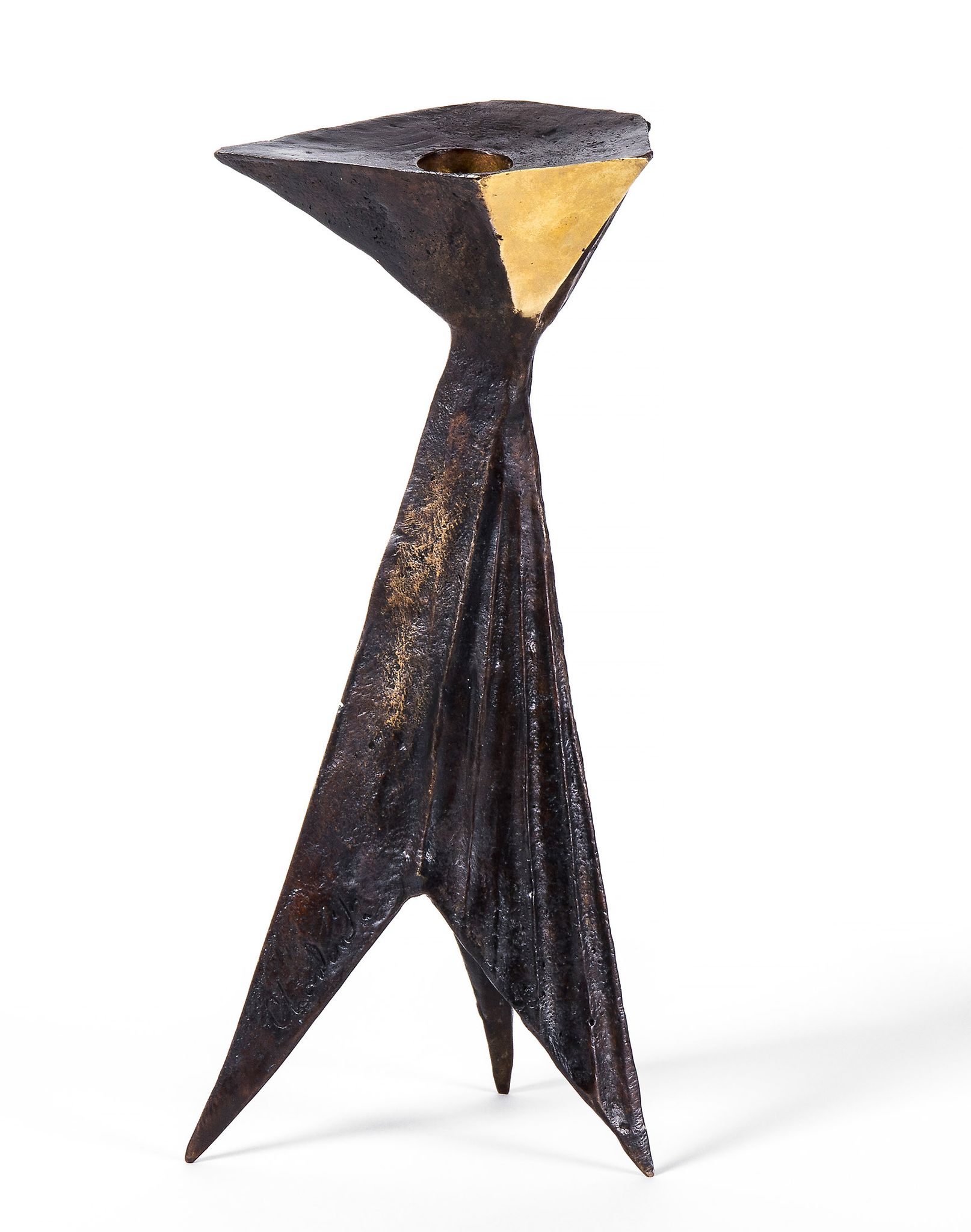 Lynn Chadwick (1914-2003) - Candle Stick (C.139) bronze candlestick with green patina, one