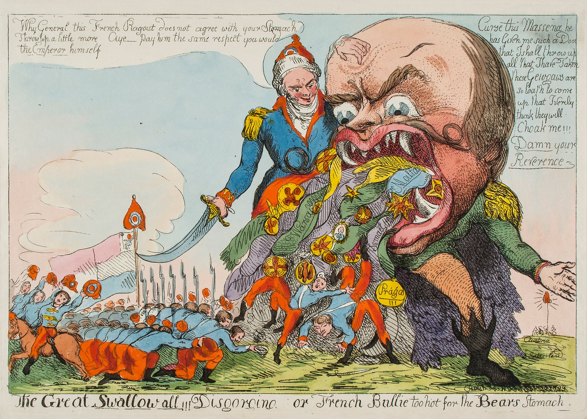 Cruikshank (Isaac) - Gen.l Swallow Destroying the French Army, the giant-headed figure of the - Image 2 of 2