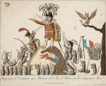 A mixed group of French satires on Napoleon's exile on St. Helena, including   Je Fume en Pleurant