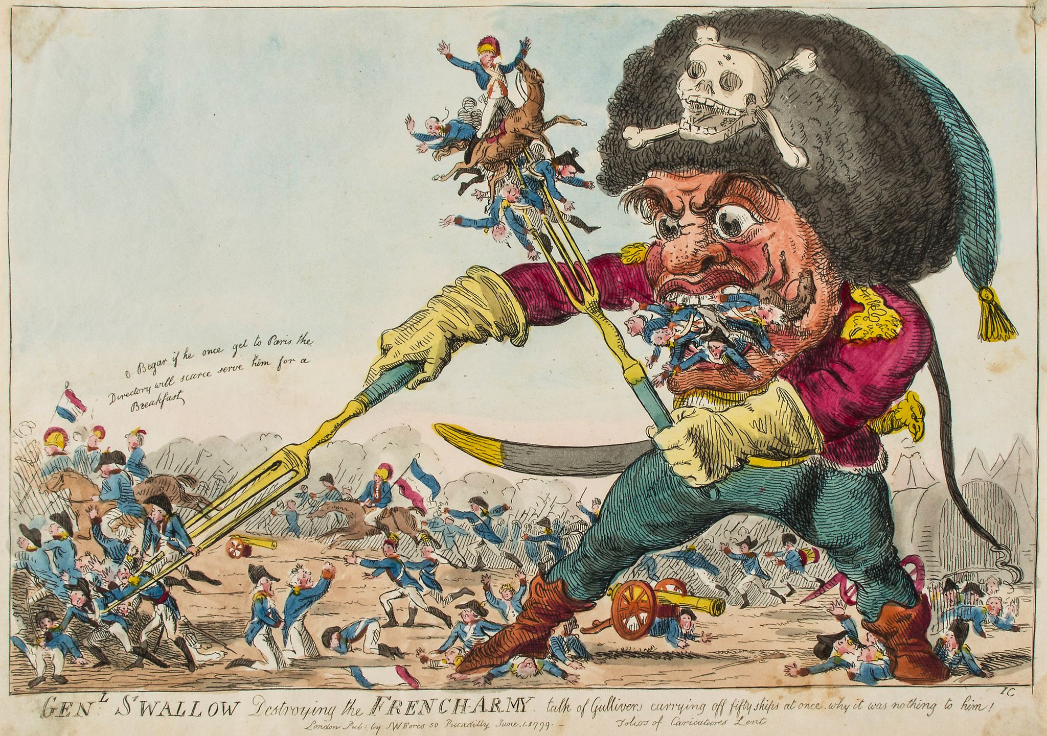 Cruikshank (Isaac) - Gen.l Swallow Destroying the French Army, the giant-headed figure of the