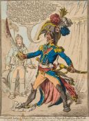 Gillray (James) - Buonaparte hearing of Nelson's Victory,  swears by his Sword to Extirpate the