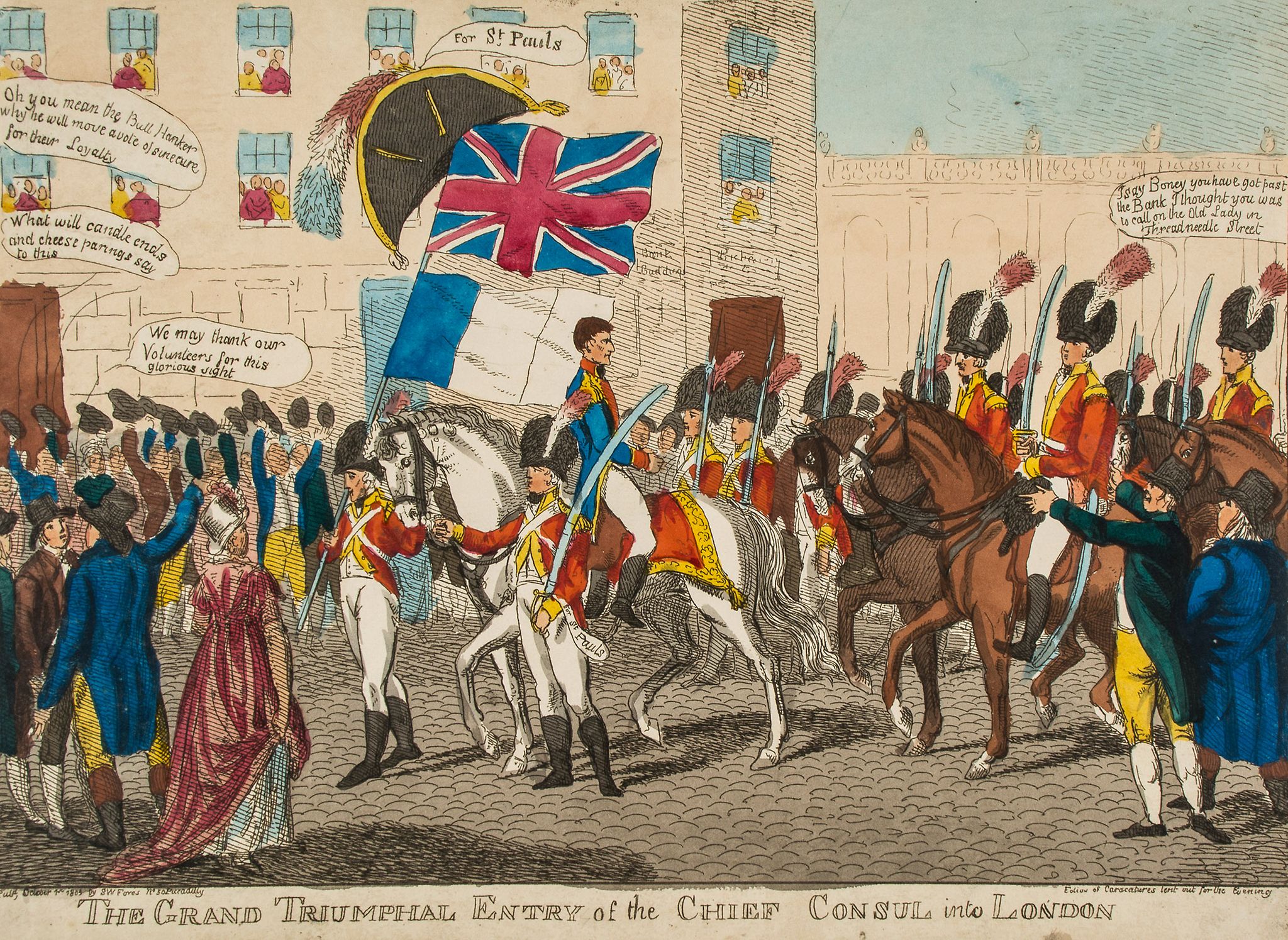 Woodward (George Moutard) Attributed to. - John Bull bringing Bonaparte to London!! an invasion - Image 2 of 4
