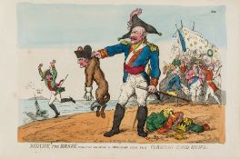 Rowlandson (Thomas) - Blucher the Brave extracting the groan of Abdication from the Corsican Blood