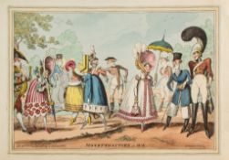 ** Cruikshank (George) - [Dandies or] Monstrosities of 1818, satirising costume of the day,   hand-
