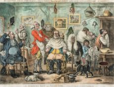 ** -. Gillray (James) - A Barbers-Shop in Assize Time,  hand-coloured etching and roulette after