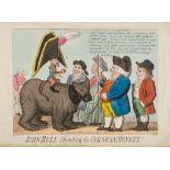 Woodward (George Moutard) After. - John Bull shewing the Corsican Monkey! a crowd gathers around
