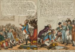 Rowlandson (Thomas) - The Double Humbug or the Devils Imp praying for Peace, Napoleon shown in 2