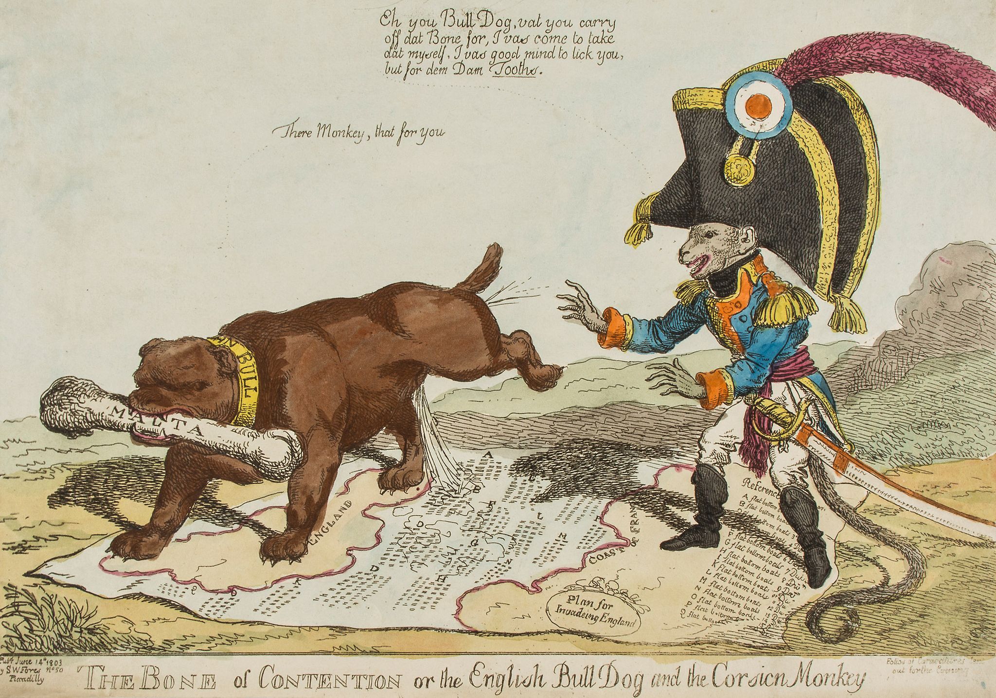 [Williams (Charles)] - The Bone of Contention or the English Bull Dog and the Corsican Monkey; Bruin