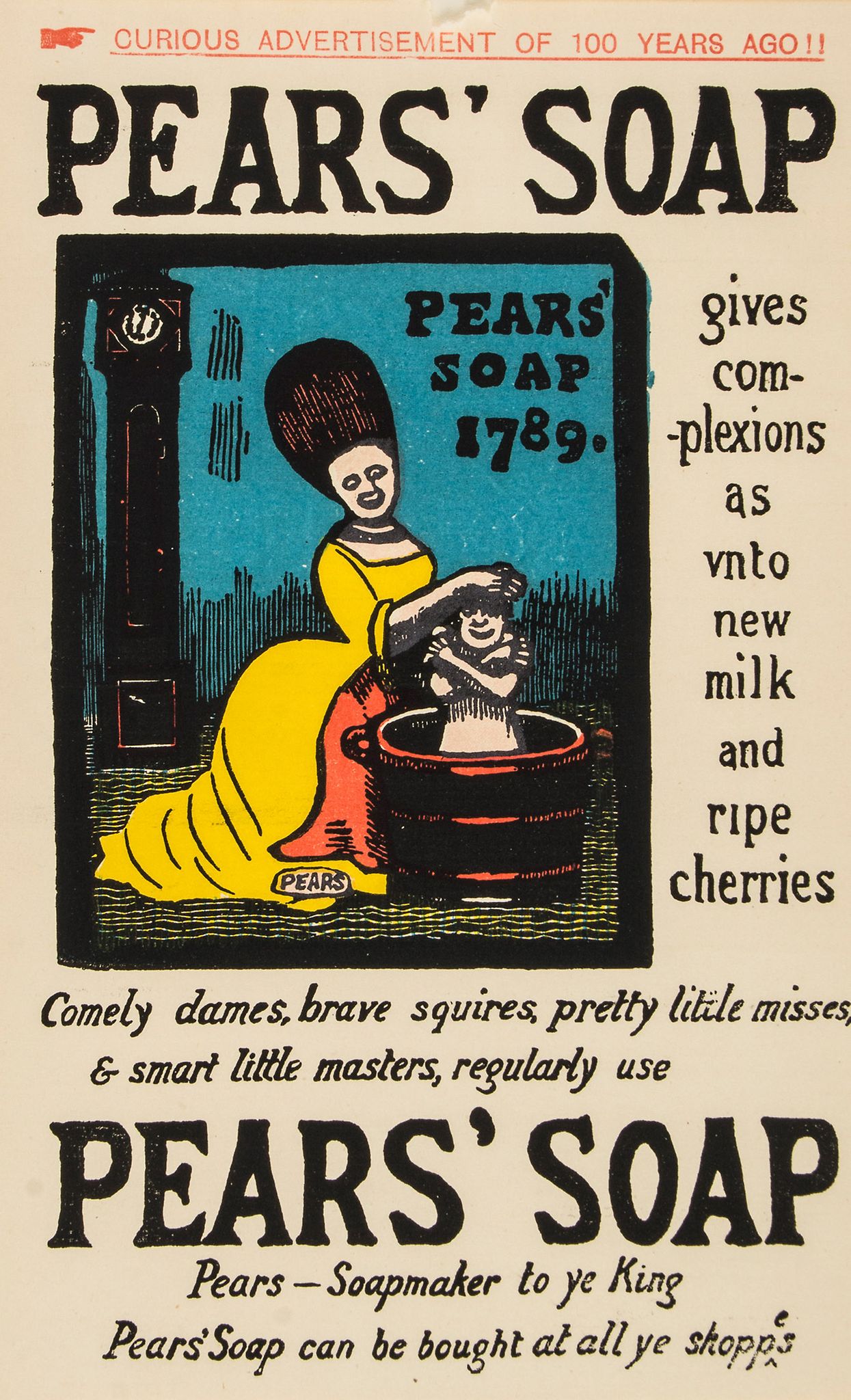 ** Crawhall II (Joseph).- - "Curious Advertisement of 100 years ago!! Pears' Soap gives