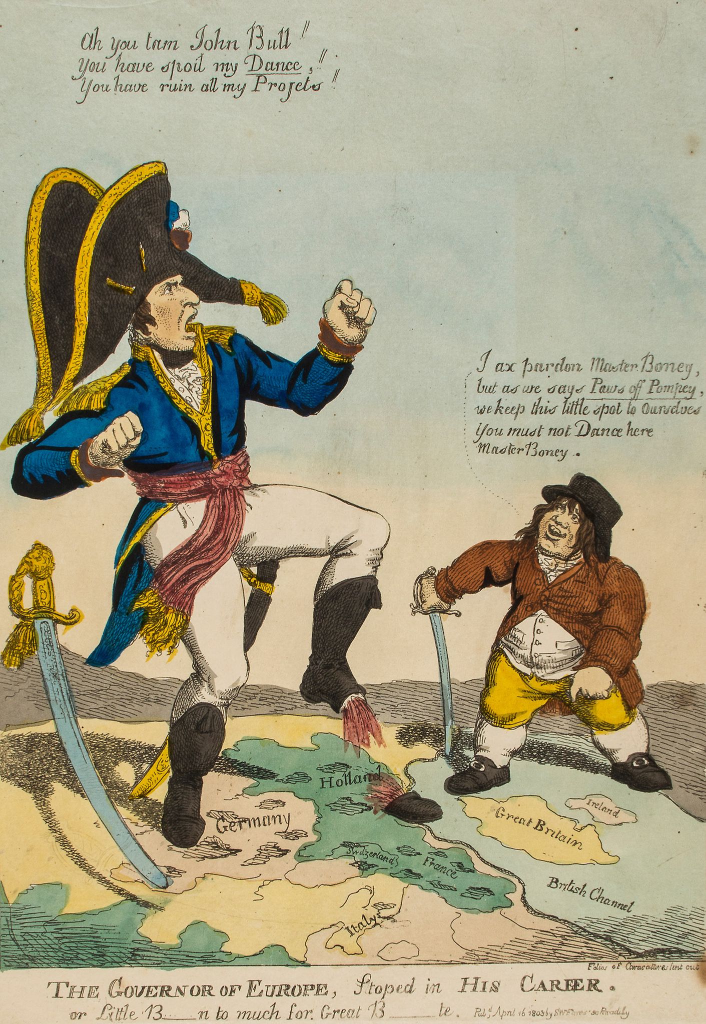 Woodward (George Moutard) - An Attempt to swallow the World!! a large-headed Napoleon stands with - Image 3 of 3
