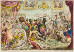 Gillray (James) - News from Calabria! Capture of Buenos Ayres, Napoleon depicted venting his rage on