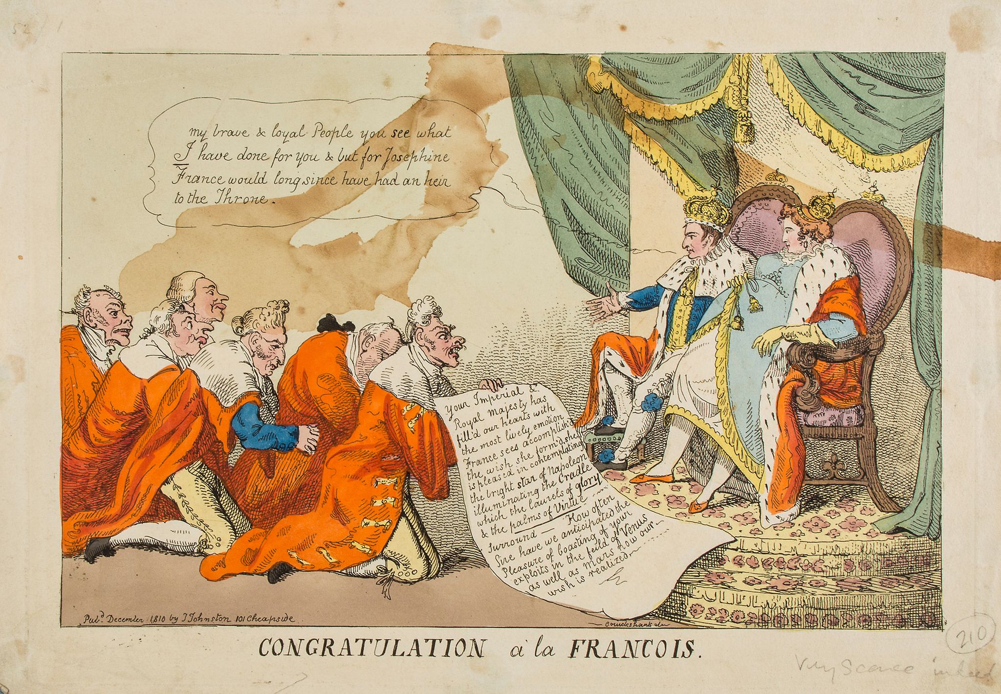 Cruikshank (Isaac) - Congratulations à la Francois, an apparently scarce satire, from December of