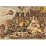 Gillray (James) - The Hand-Writing upon the Wall, a parody of Belshazzar's feast, Napoleon and a