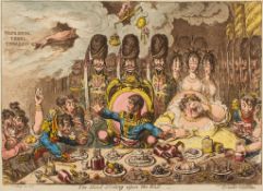 Gillray (James) - The Hand-Writing upon the Wall, a parody of Belshazzar's feast, Napoleon and a