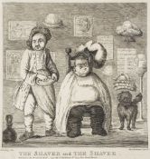. The Shaver and the Shavee , uncoloured etching by Charles Bretherton after... .   The Shaver and