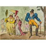 ** Gillray (James) - "Monstrosities" of 1799, - Scene Kensington Gardens, a well dressed man turns