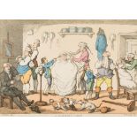 ** -. Rowlandson (Thomas) - A Barbers Shop,  , hand-coloured etching with stipple after Bunbury, 255