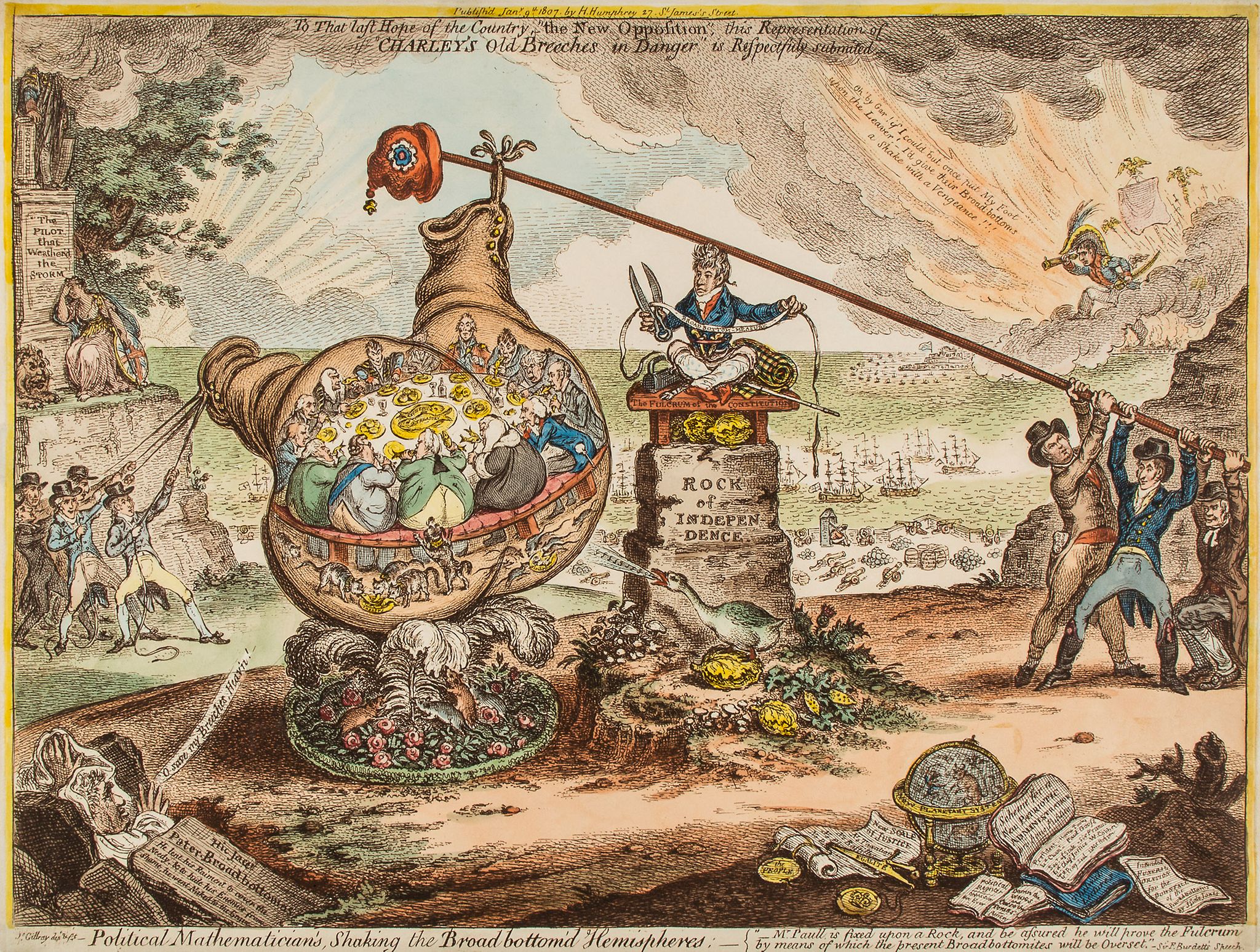 Gillray (James) - Political Mathematician's, Shaking the Broad bottomed hemispheres, representing