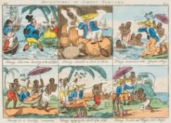 ** West Indies.- [Elmes (William)] - Adventures of Johnny Newcome. Pl.1 [- Pl.2], 2 sheets each