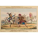 Cruikshank (George) - series of 9 versions of Russian caricatures, including Russians Teaching Boney