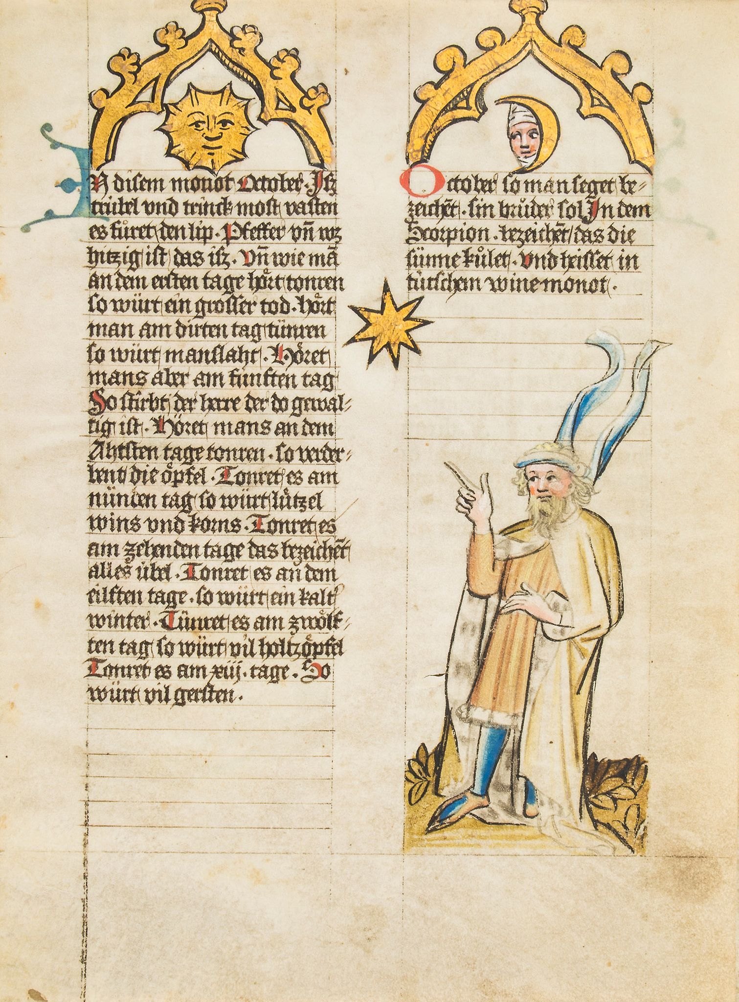The Mckell Medical Almanack, - in German, illuminated manuscript on parchment [Alsace, c  in German, - Image 5 of 7