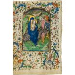 The Flight into Egypt, - large miniature from an illuminated Book of Hours  large miniature from