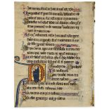A tonsured Benedictine monk holding a book, - large historiated initial on a single leaf from a