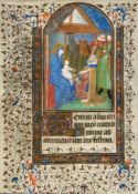 The Adoration of the Magi, - large miniature on a leaf from an illuminated Book of Hours, in