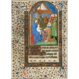 The Adoration of the Magi, - large miniature on a leaf from an illuminated Book of Hours, in