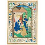 The Adoration of the Magi - large miniature from an illuminated Book of Hours, in Dutch  large