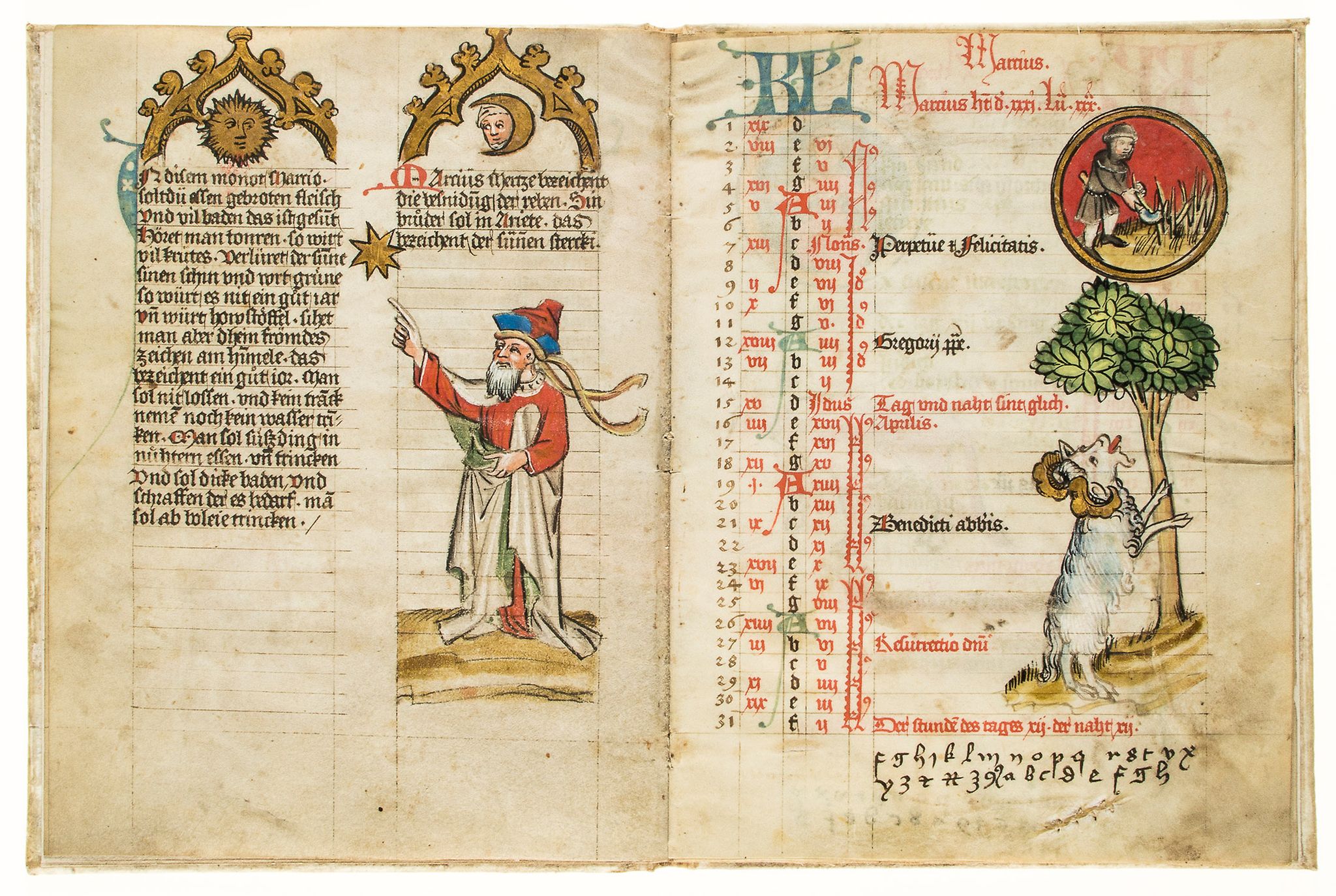 The Mckell Medical Almanack, - in German, illuminated manuscript on parchment [Alsace, c  in German, - Image 7 of 7