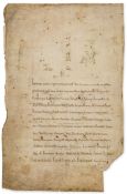 The relic list of Bishop Werinharius of Merseburg, - single leaf from a Romanesque manuscript, in