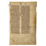 Three leaves from the Chronique dite - de Baudouin d’Avenes, in French, illuminated manuscript on...